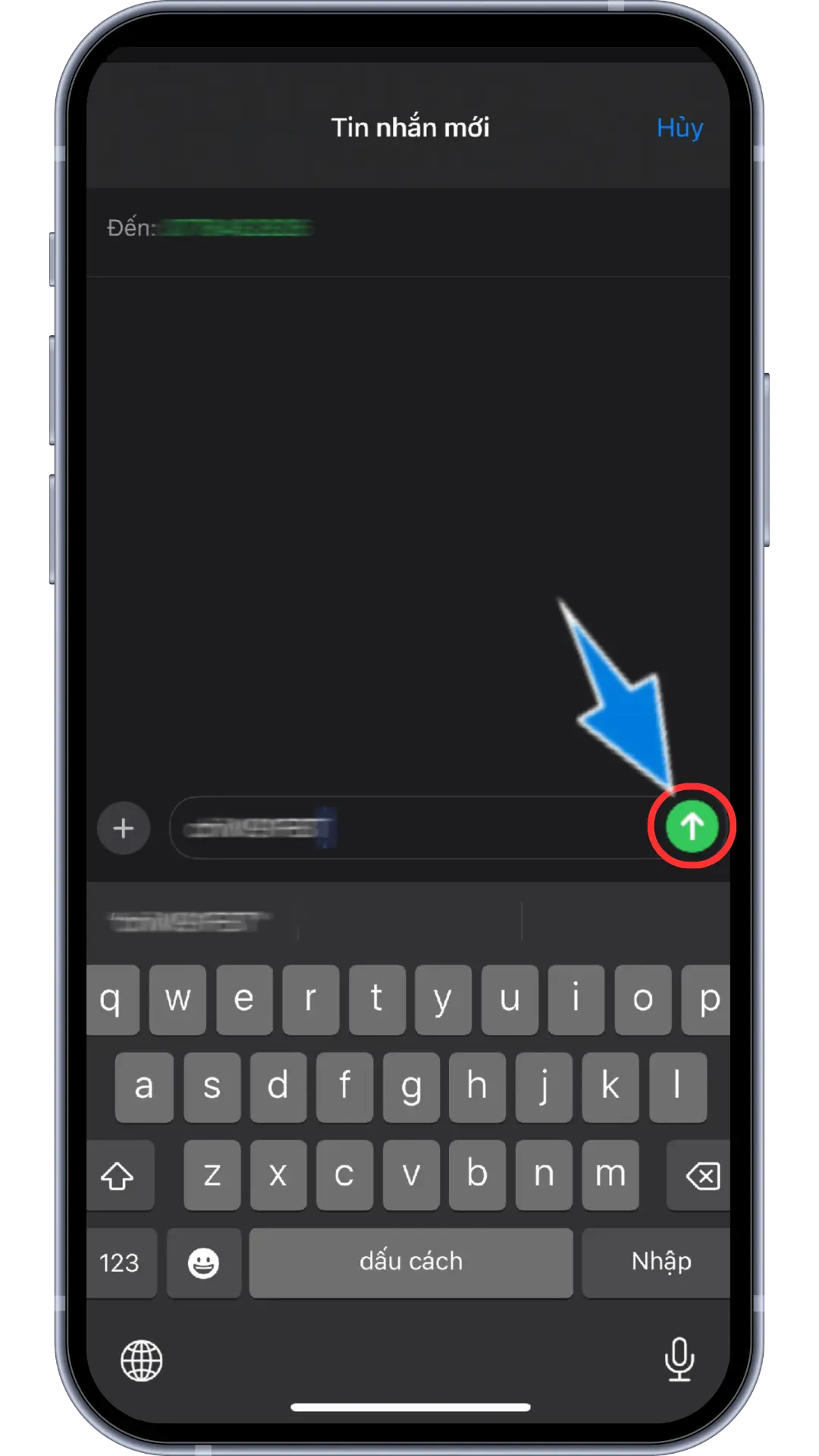 Bước 6: Đến Mục Gửi Tin Nhăn SMS Của Điện Thoại, Dùng SĐT Đăng Ký Tài khoản, Gửi Nội Dung Tin Nhăn Vừa Sao Chép Đến SĐT Của Hệ Thống